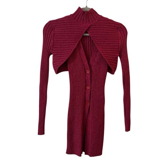 Ronny Kobo Garner Knit Top Ribbed Sweater Set Two Piece Shrug fuchsia multi XS - Picture 4 of 16